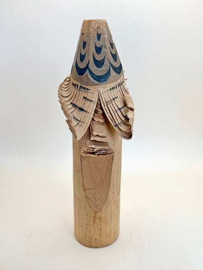 K25090 - Sasano Ittobori hawk wood carving 笹野一刀彫