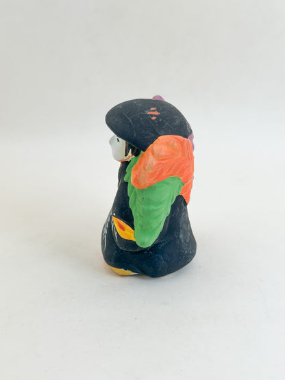 CB322 - RARE Ōtsu-e Dorei clay bell of Fuji Musume