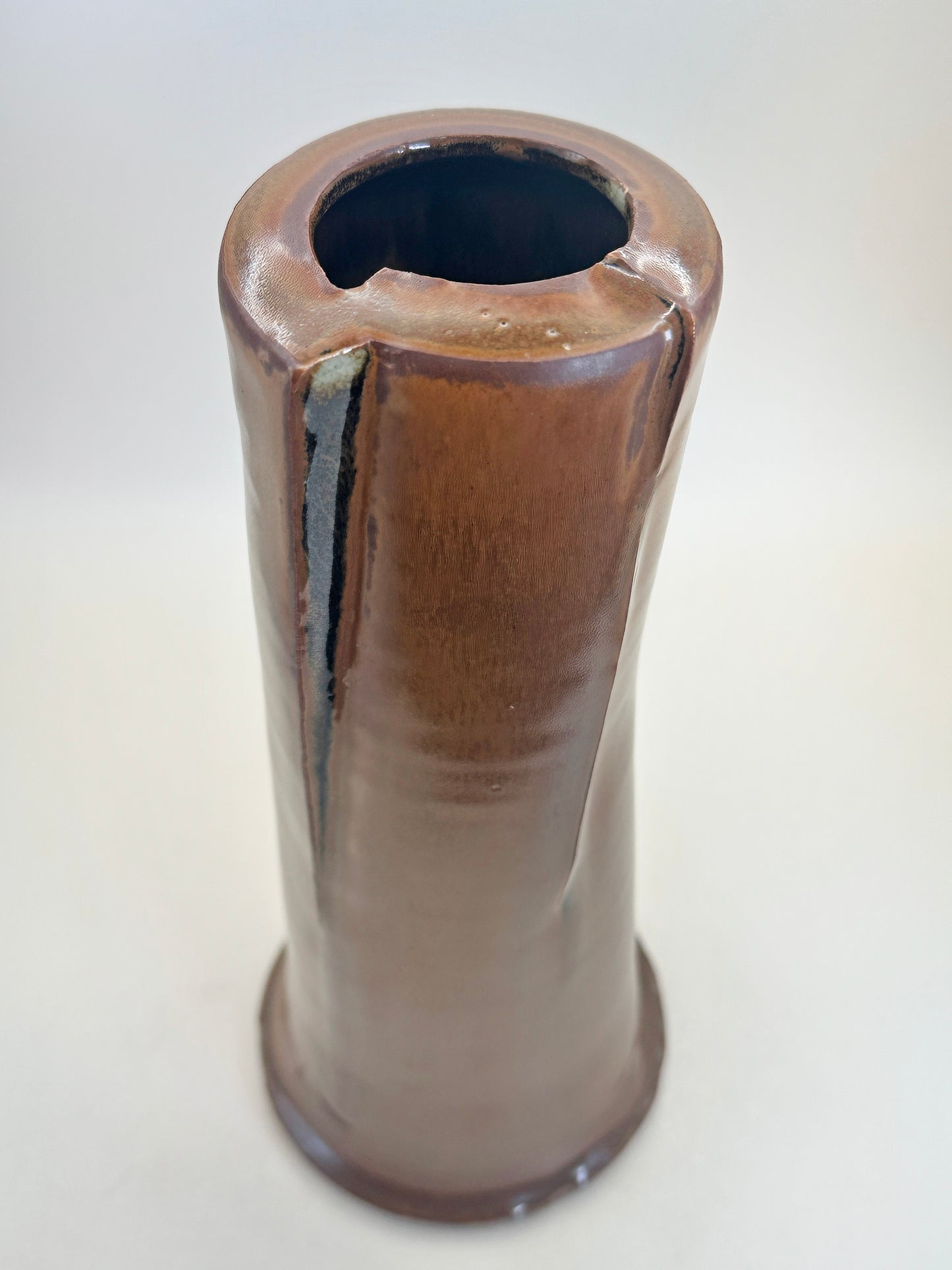 TB137 - Handmade Kakiji (Persimmon-Glaze) Vase 「屏」by Kenichi Iwase 岩瀬健一