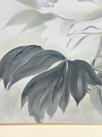 SHP209 - Hand-Painted Shikishi – White Peony 牡丹図