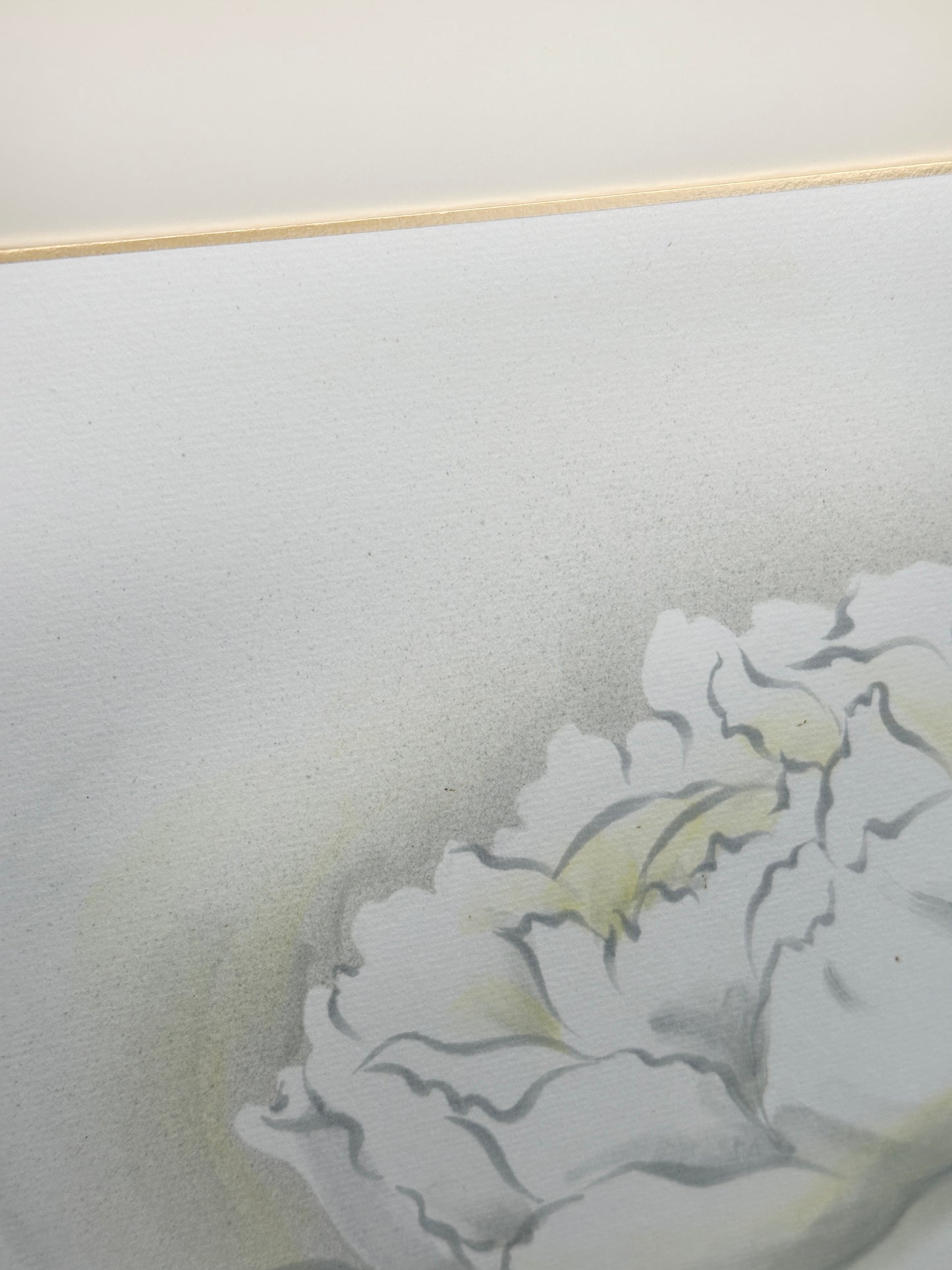 SHP209 - Hand-Painted Shikishi – White Peony 牡丹図