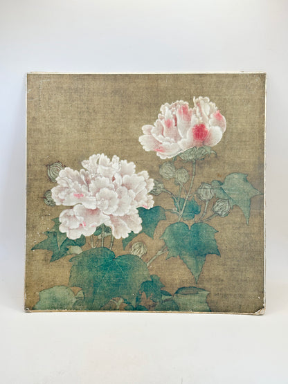 SHP210 - Vintage Shikishi Print — Red and White Cotton Roses by Li Di 李迪