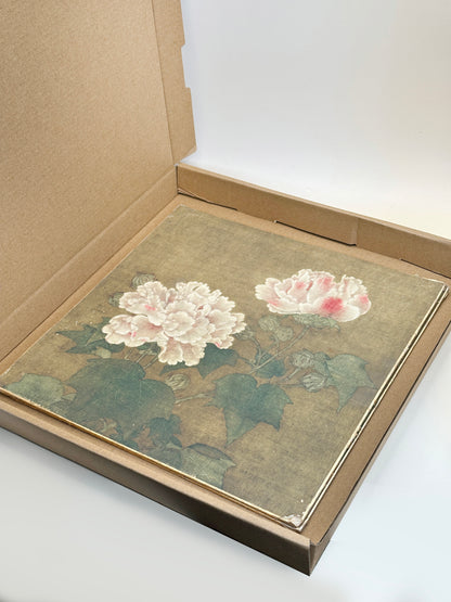 SHP210 - Vintage Shikishi Print — Red and White Cotton Roses by Li Di 李迪