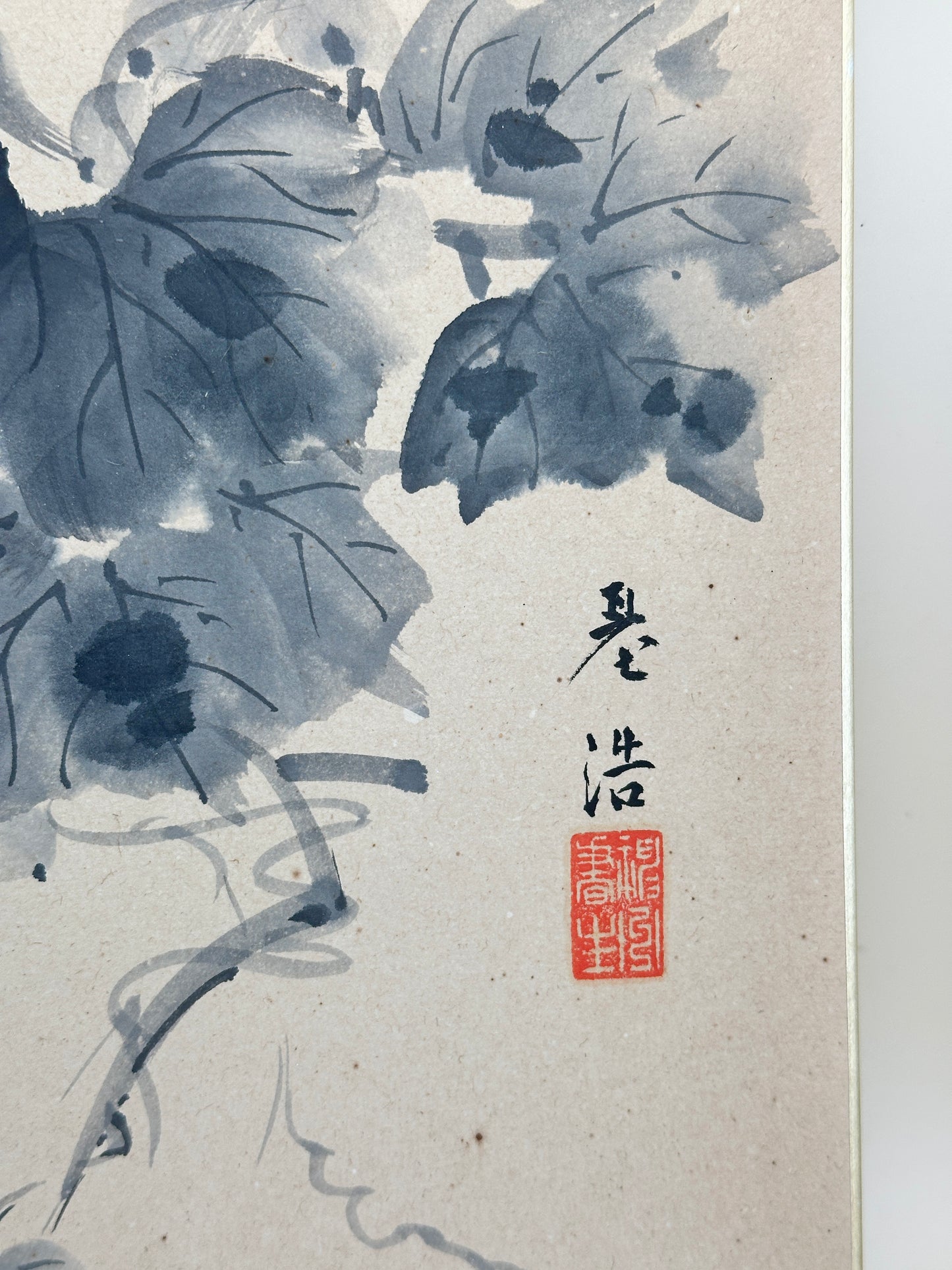 SHP214 - Ink Painting Shikishi of Hanging Grapes 葡萄図