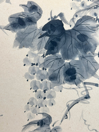 SHP214 - Ink Painting Shikishi of Hanging Grapes 葡萄図