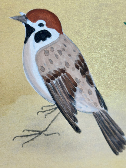 SHP215 - Hand-painted Shikishi of Sparrow