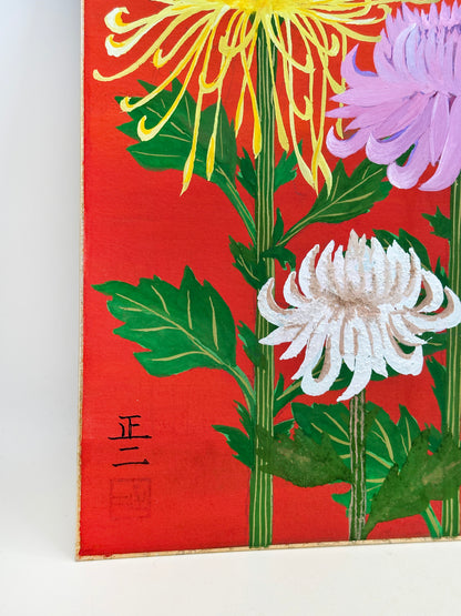 SHP213 - Shikishi Artwork – Chrysanthemums by Shōji (正二)
