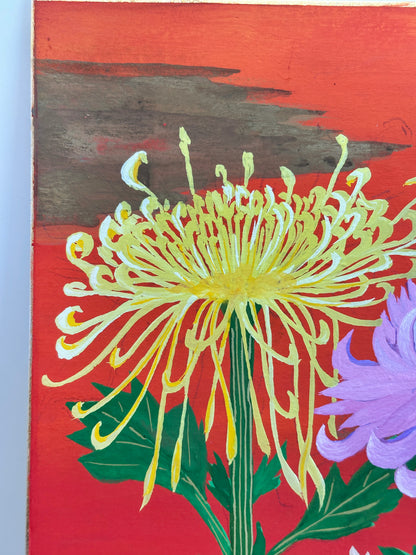 SHP213 - Shikishi Artwork – Chrysanthemums by Shōji (正二)