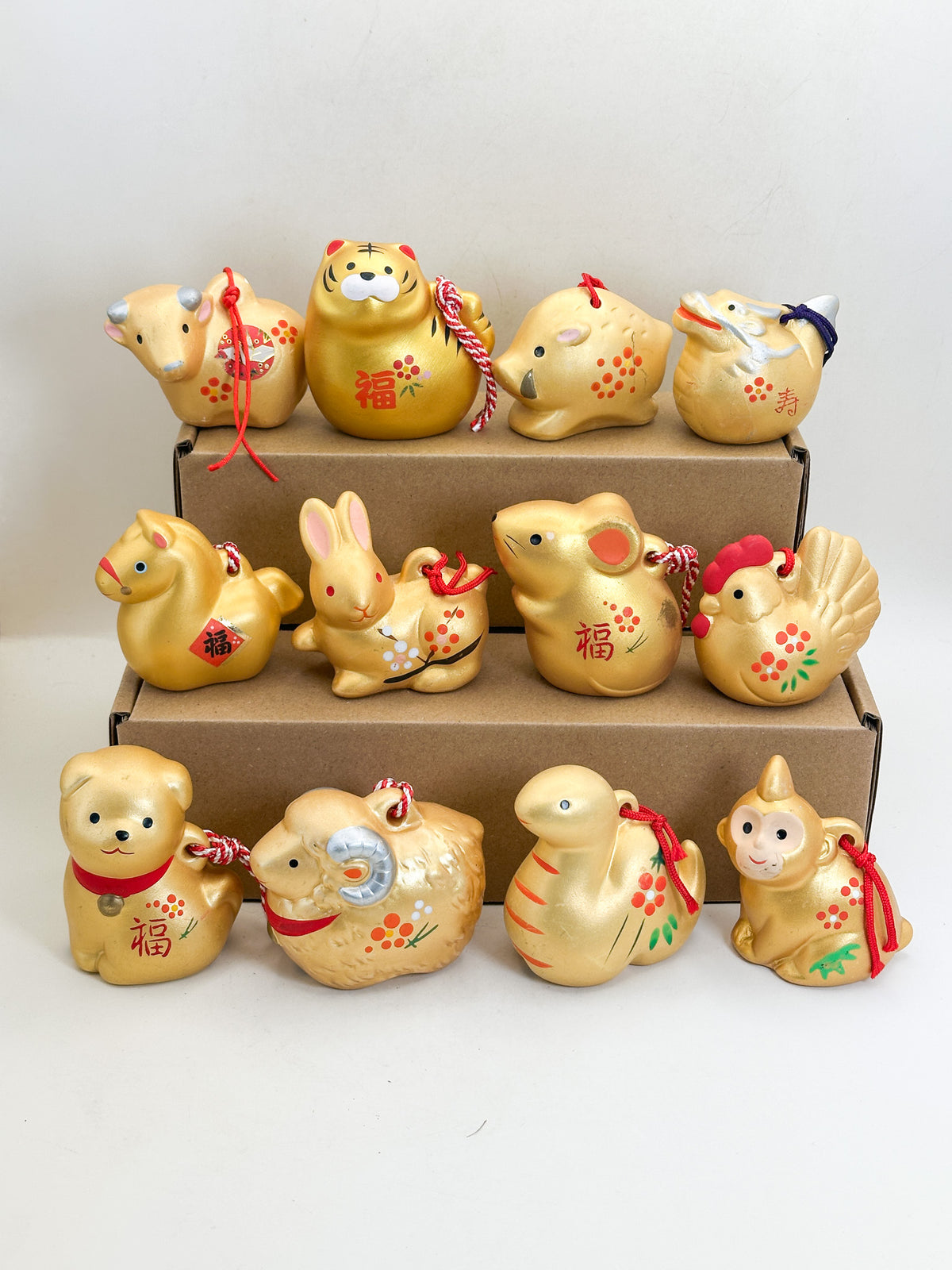 CB325 - 12 Zodiac Dorei Clay Bells by Yakushigama 薬師窯