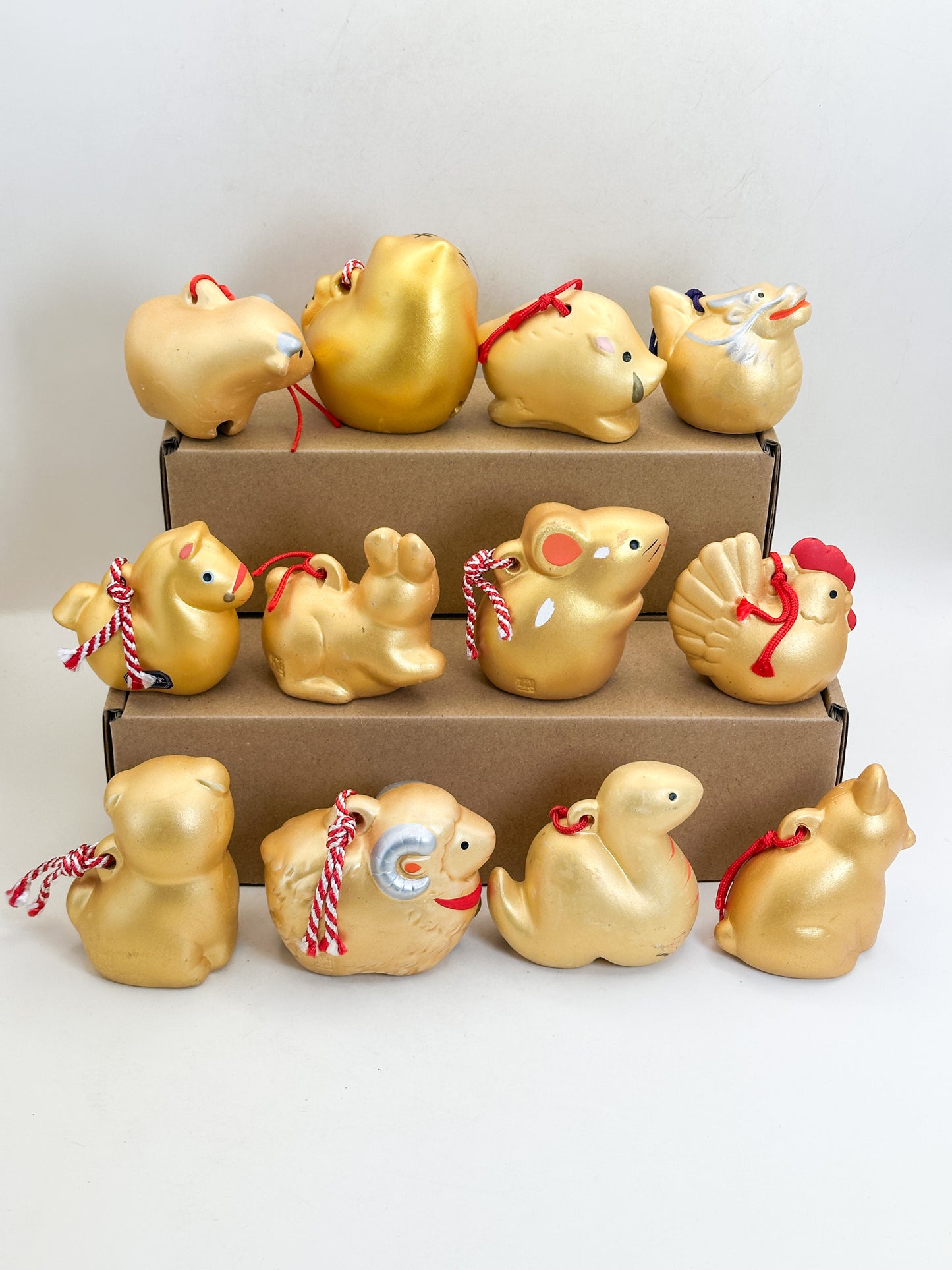 CB325 - 12 Zodiac Dorei Clay Bells by Yakushigama 薬師窯