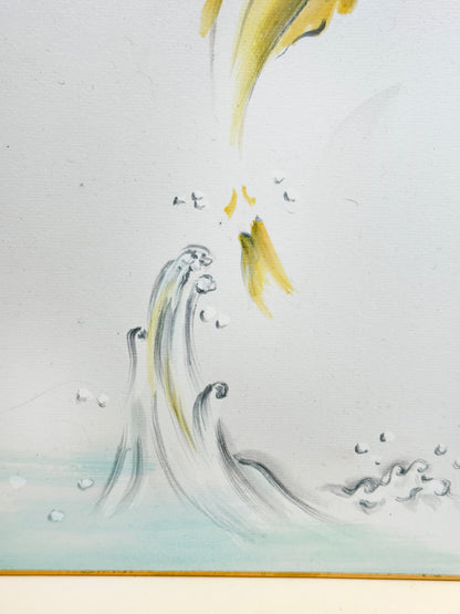 SHP217 - Obra de arte japonesa Shikishi de un pez saltando
