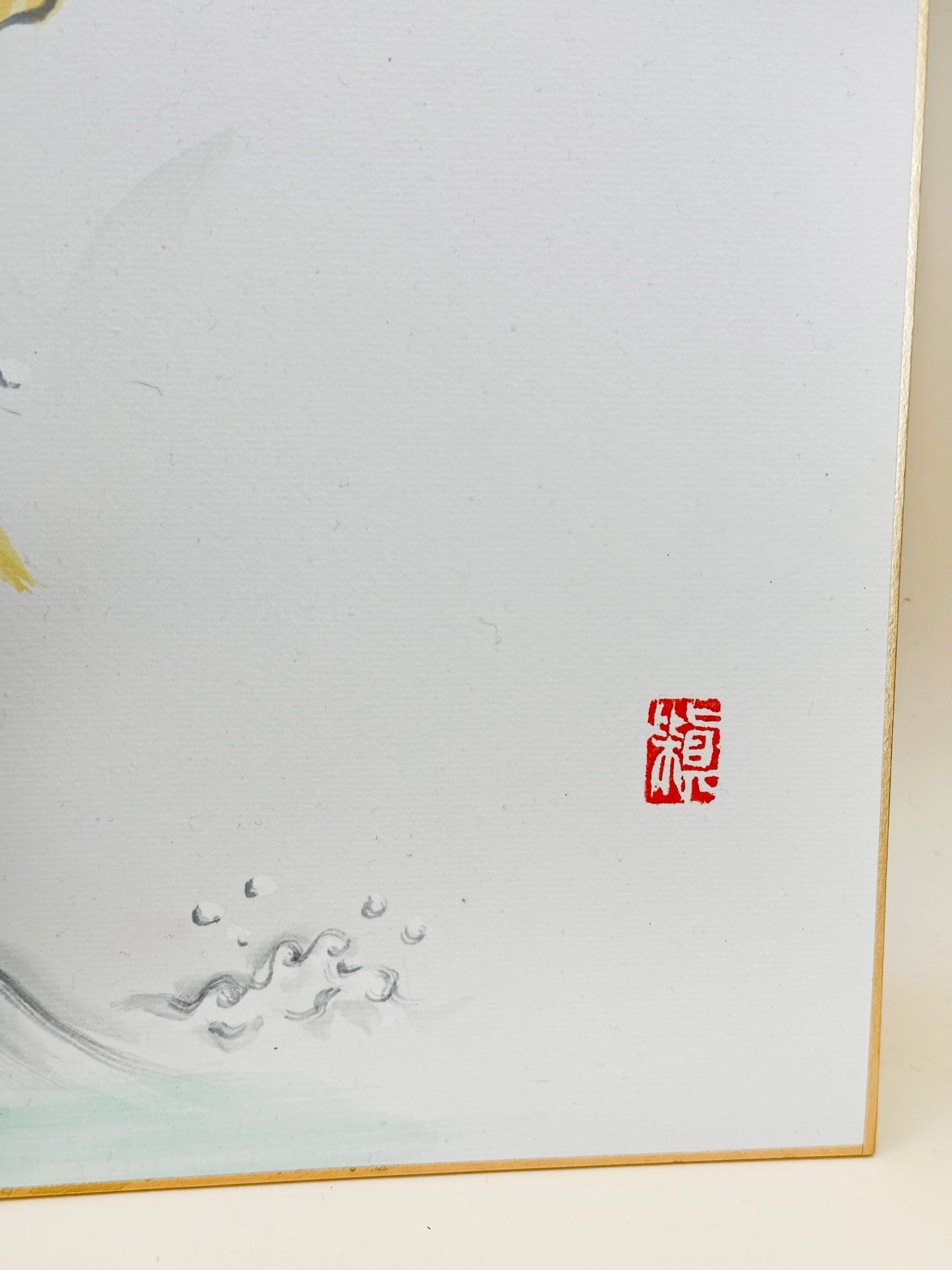 SHP217 - Obra de arte japonesa Shikishi de un pez saltando