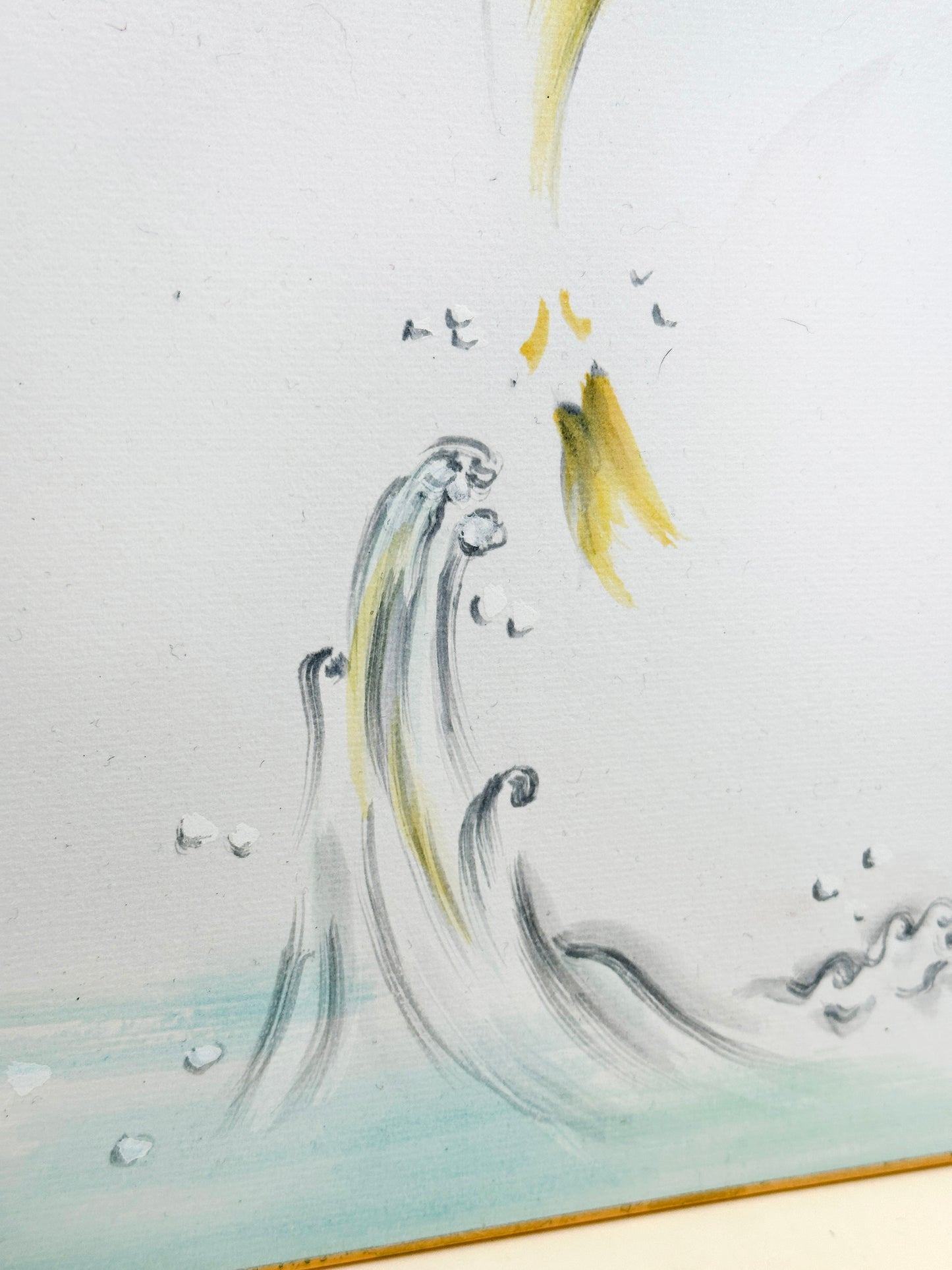 SHP217 - Obra de arte japonesa Shikishi de un pez saltando