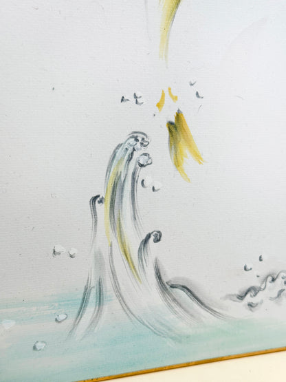 SHP217 - Obra de arte japonesa Shikishi de un pez saltando