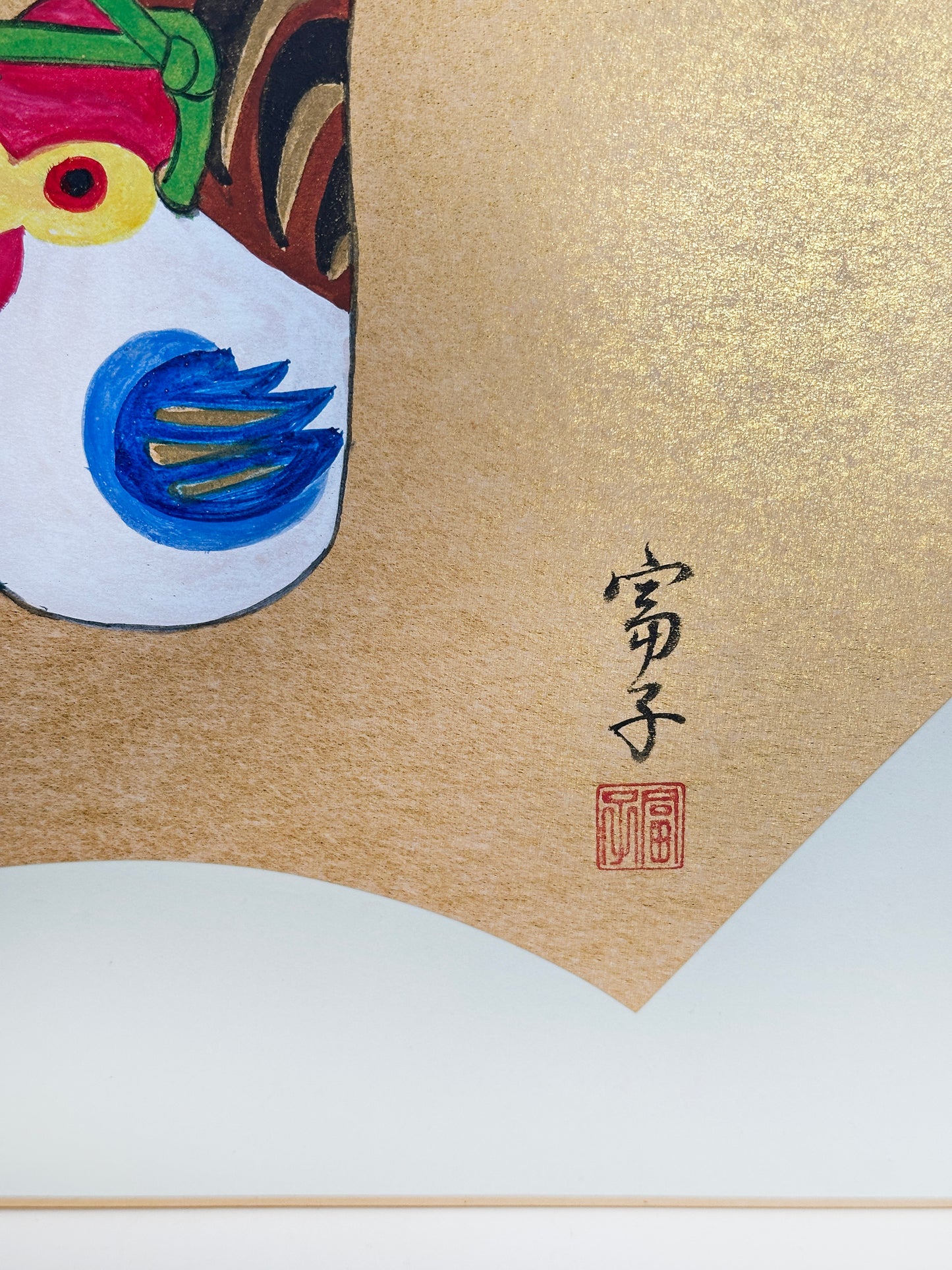 SHP216 - Obra de arte shikishi gallina campana de arcilla 鷄の土鈴