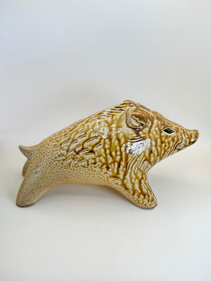 FT301 - Kiseto Ceramic figurine of a wild boar 黄瀬戸