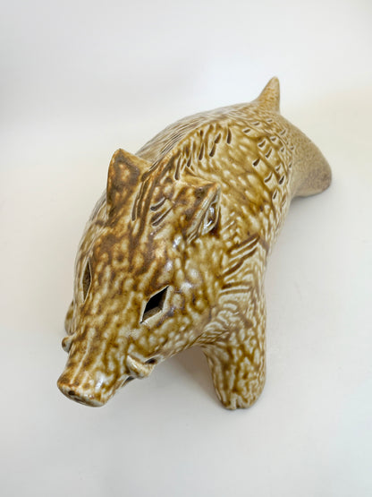 FT301 - Kiseto Ceramic figurine of a wild boar 黄瀬戸