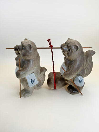 FT302 - Shigaraki-yaki Tanuki Figurine Set 夫婦和合
