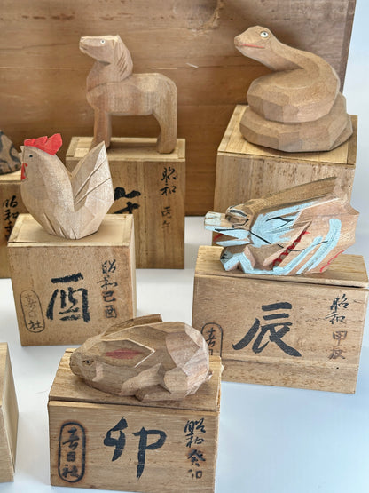 FT437 - Woodcarving figurine set from Kasuga Taisha 春日大社