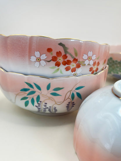 TB155 - Ensemble de bols roses Arita-yaki 有田焼 親子鉢