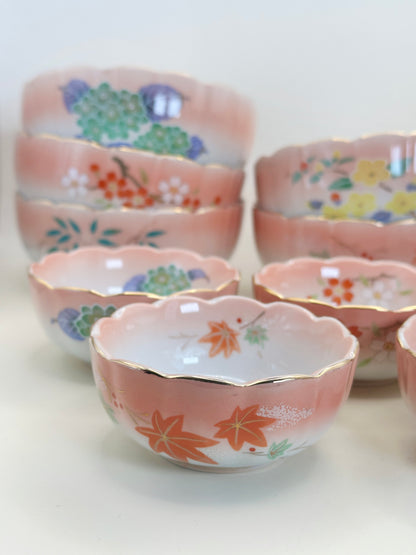 TB155 - Ensemble de bols roses Arita-yaki 有田焼 親子鉢