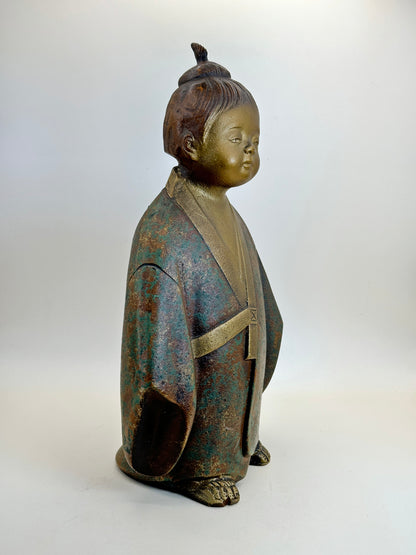 FT316 - Cast Iron Sculpture of Muga Dōji by Yone Jiichi 米治一