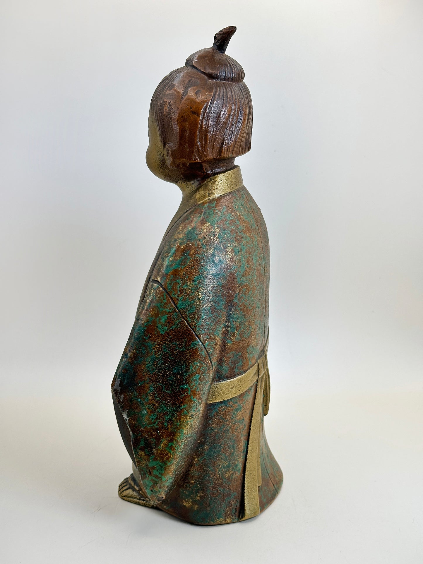 FT316 - Cast Iron Sculpture of Muga Dōji by Yone Jiichi 米治一
