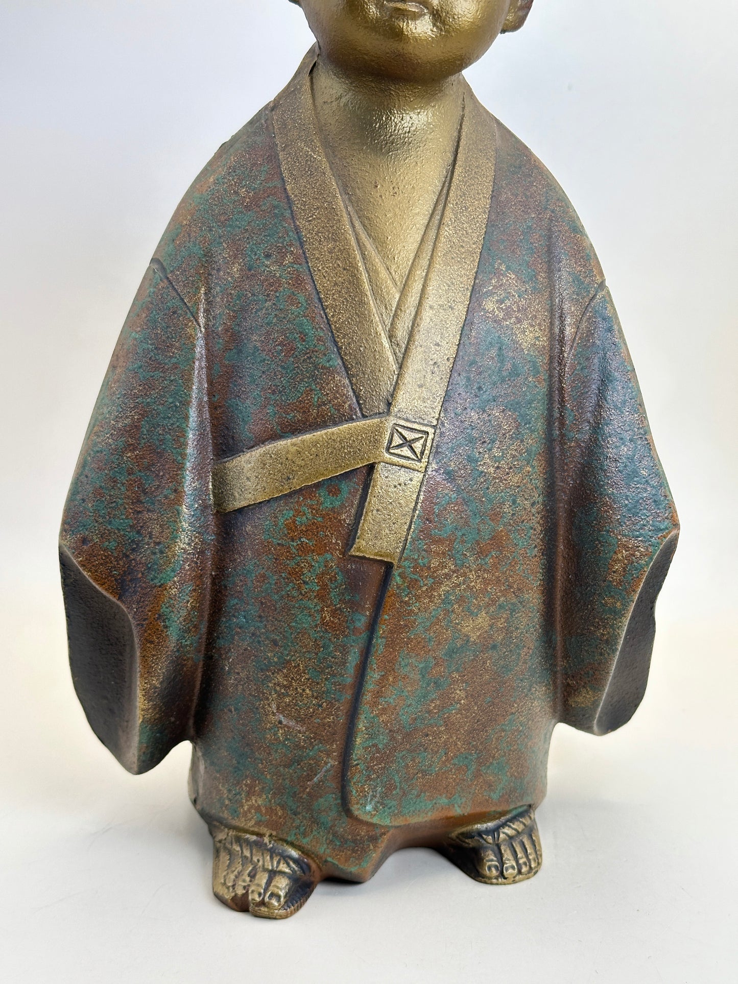 FT316 - Cast Iron Sculpture of Muga Dōji by Yone Jiichi 米治一