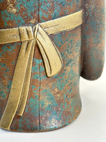 FT316 - Cast Iron Sculpture of Muga Dōji by Yone Jiichi 米治一