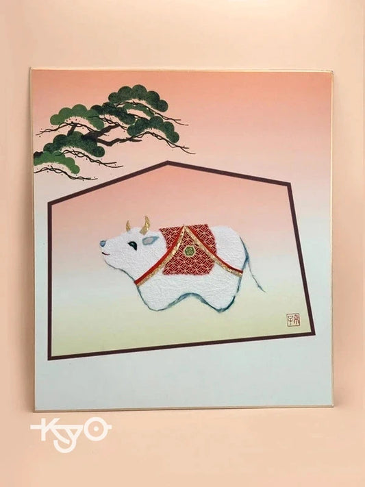 SHP53 - Chigiri-e shikishi card ︱Ox 丑年