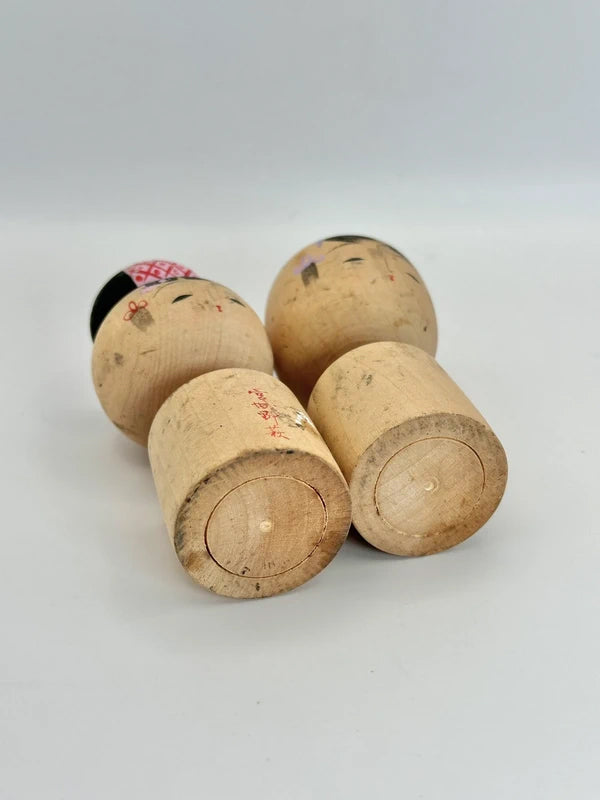K10074 - Pair of omiyage kokeshi doll︱Sendai Castle︱ Miyagino Hagi 宮城野萩