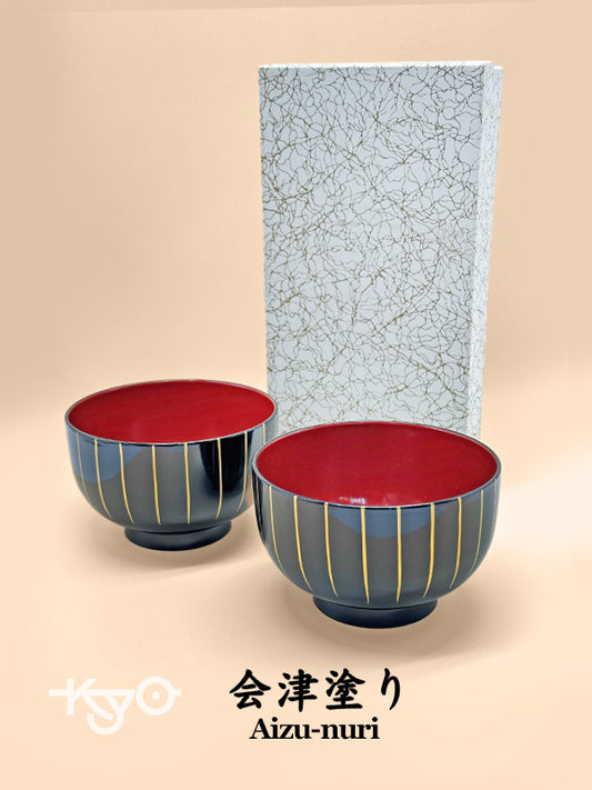 TB42 - Japanese lacquerware bowls Aizu-nuri 会津塗り