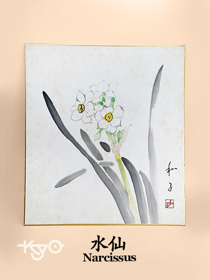SHP239 - Shikishi Drawing of narcissus 水仙