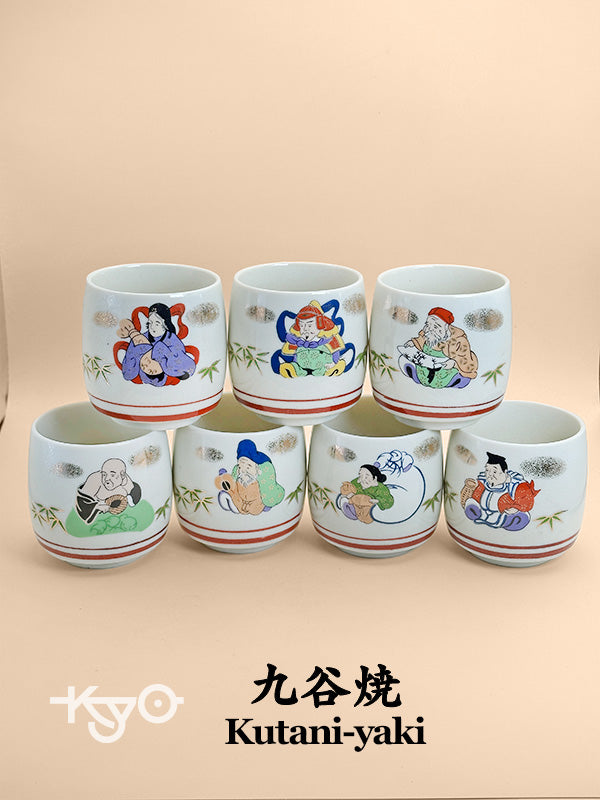 TB98 - Set of Porcelain Tea Cups - 7 Lucky Gods 七福神