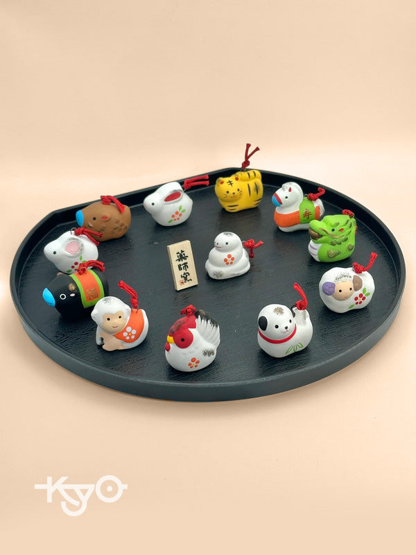 FT45 - Full set of zodiac animals clay bell ornament Dorei