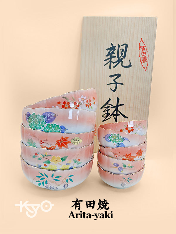 TB155 - Ensemble de bols roses Arita-yaki 有田焼 親子鉢