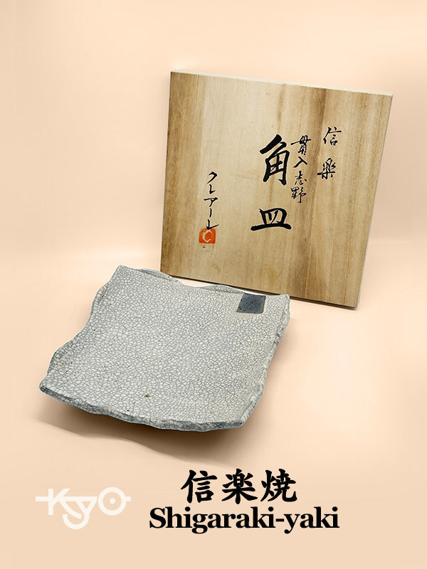 TB108 - Shigaraki Kannyū Shino Square Plate 信楽焼