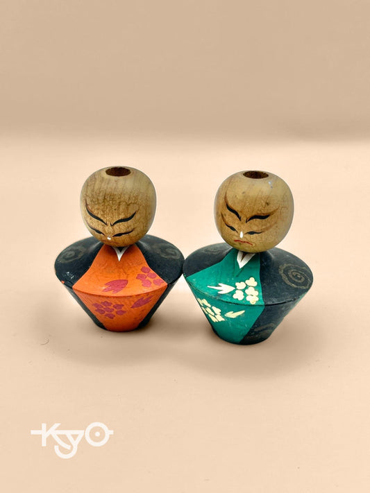 K05007 - Vintage kokeshi of Kabuki actors