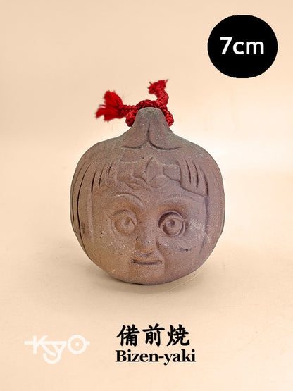 CB169 - Bizen-yaki Clay Bell – Momotarō Motif 桃太郎
